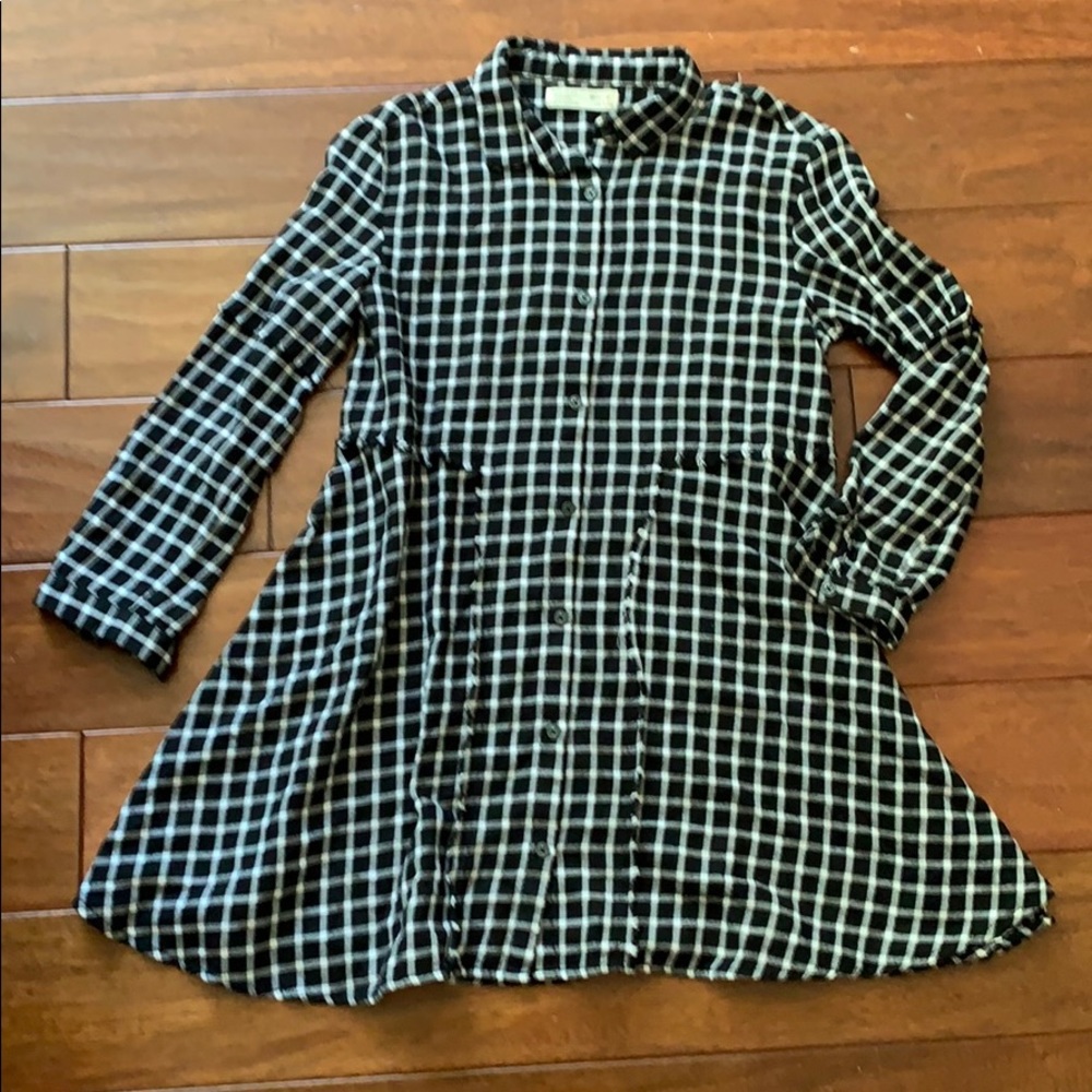 Zara girls black and white plaid dress size 9